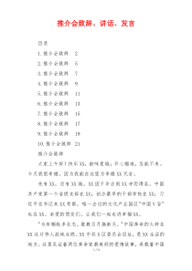 推介会致辞、讲话、发言