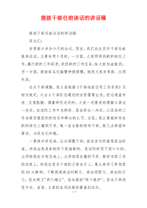 提拔干部任前谈话的讲话稿