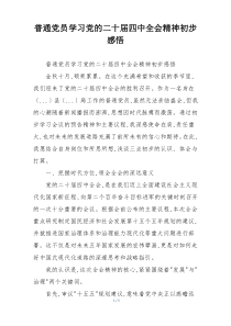 普通党员学习党的二十届四中全会精神初步感悟