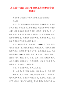 某县委书记在2025年经济工作表彰大会上的讲话
