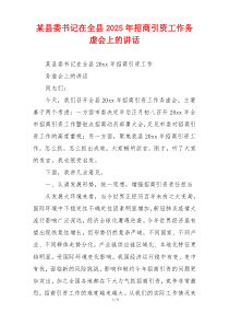 某县委书记在全县2025年招商引资工作务虚会上的讲话