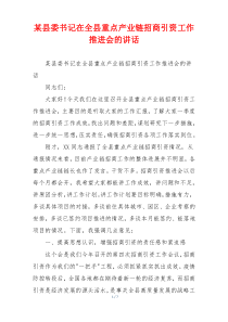某县委书记在全县重点产业链招商引资工作推进会的讲话