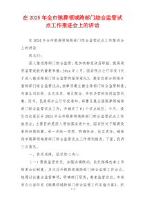 在2025年全市殡葬领域跨部门综合监管试点工作推进会上的讲话