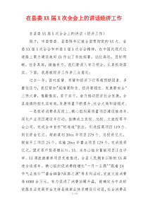 在县委XX届X次全会上的讲话经济工作