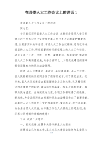 在县委人大工作会议上的讲话1