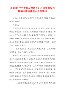 在2025年全市群众身边不正之风和腐败问题集中整治推进会上的讲话