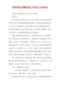 在县委全会暨经济工作会议上的讲话