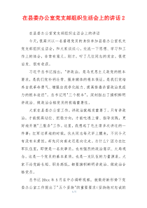 在县委办公室党支部组织生活会上的讲话2