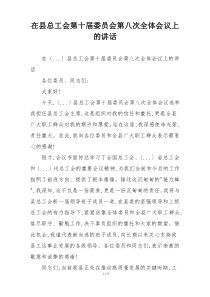 在县总工会第十届委员会第八次全体会议上的讲话