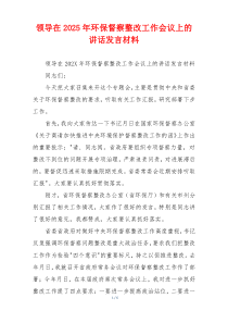 领导在2025年环保督察整改工作会议上的讲话发言材料