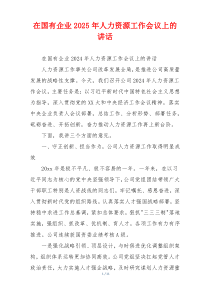 在国有企业2025年人力资源工作会议上的讲话