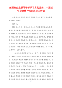 在国有企业领导干部学习贯彻党的二十届三中全会精神培训班上的讲话