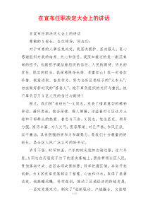 在宣布任职决定大会上的讲话