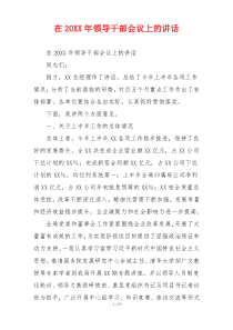 在20XX年领导干部会议上的讲话