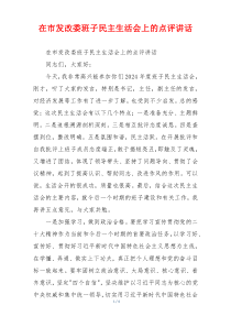 在市发改委班子民主生活会上的点评讲话