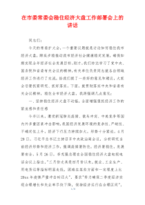 在市委常委会稳住经济大盘工作部署会上的讲话