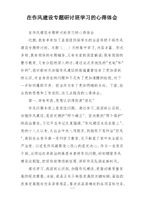 在作风建设专题研讨班学习的心得体会