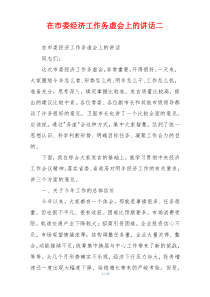 在市委经济工作务虚会上的讲话二
