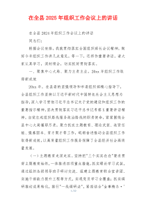 在全县2025年组织工作会议上的讲话