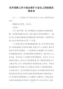 在市老龄工作小组全体扩大会议上的经验交流发言