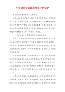 在文明委全体成员会议上的讲话