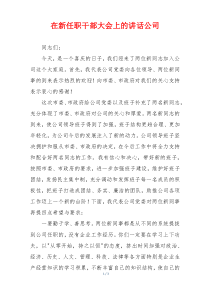 在新任职干部大会上的讲话公司