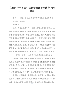 在新区“十五五”规划专题调研座谈会上的讲话