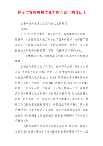 在全市宣传思想文化工作会议上的讲话1