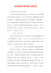 在民政局长培训班上的讲话