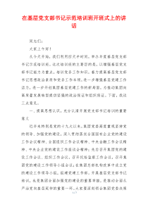 在基层党支部书记示范培训班开班式上的讲话