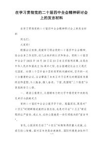 在学习贯彻党的二十届四中全会精神研讨会上的发言材料