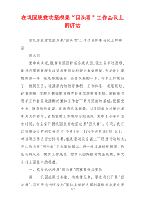 在巩固脱贫攻坚成果“回头看”工作会议上的讲话