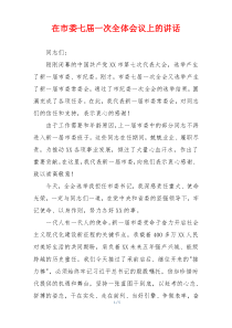 在市委七届一次全体会议上的讲话