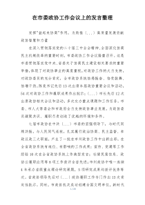 在市委政协工作会议上的发言整理