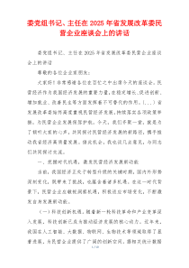 委党组书记、主任在2025年省发展改革委民营企业座谈会上的讲话