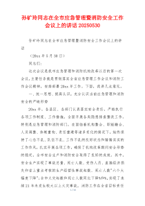 孙矿玲同志在全市应急管理暨消防安全工作会议上的讲话20250530