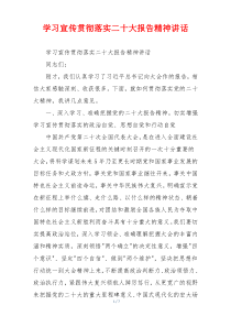 学习宣传贯彻落实二十大报告精神讲话