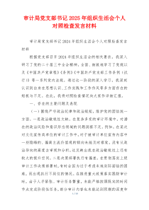 审计局党支部书记2025年组织生活会个人对照检查发言材料