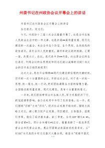 州委书记在州政协会议开幕会上的讲话