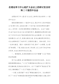 在理论学习中心组扩大会议上的研讨发言材料二十届四中全会