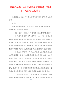 巡察组长在2025年对县教育局巡察“回头看”动员会上的讲话