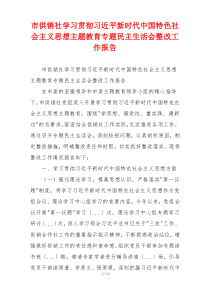 市供销社学习贯彻习近平新时代中国特色社会主义思想主题教育专题民主生活会整改工作报告