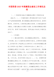 市国资委2025年清廉国企建设工作情况总结