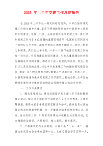 2025 年上半年党建工作总结报告
