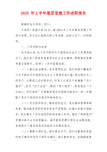 2025 年上半年基层党建工作述职报告