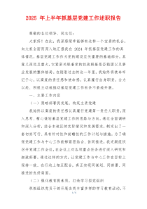 2025 年上半年抓基层党建工作述职报告