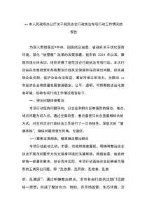 XX市人民政府办公厅关于规范涉企行政执法专项行动工作情况的报告
