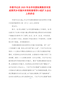市委书记在2025年全市巩固拓展脱贫攻坚成果同乡村振兴有效衔接领导小组扩大会议上的讲话