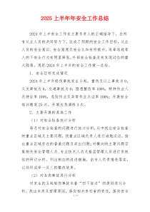 2025上半年年安全工作总结