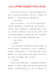 2025上半年度工作总结及下半年工作计划